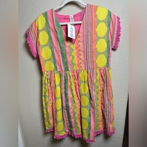 Uncle Frank Colorful Striped Dress with Fringe Sleeves - NWT